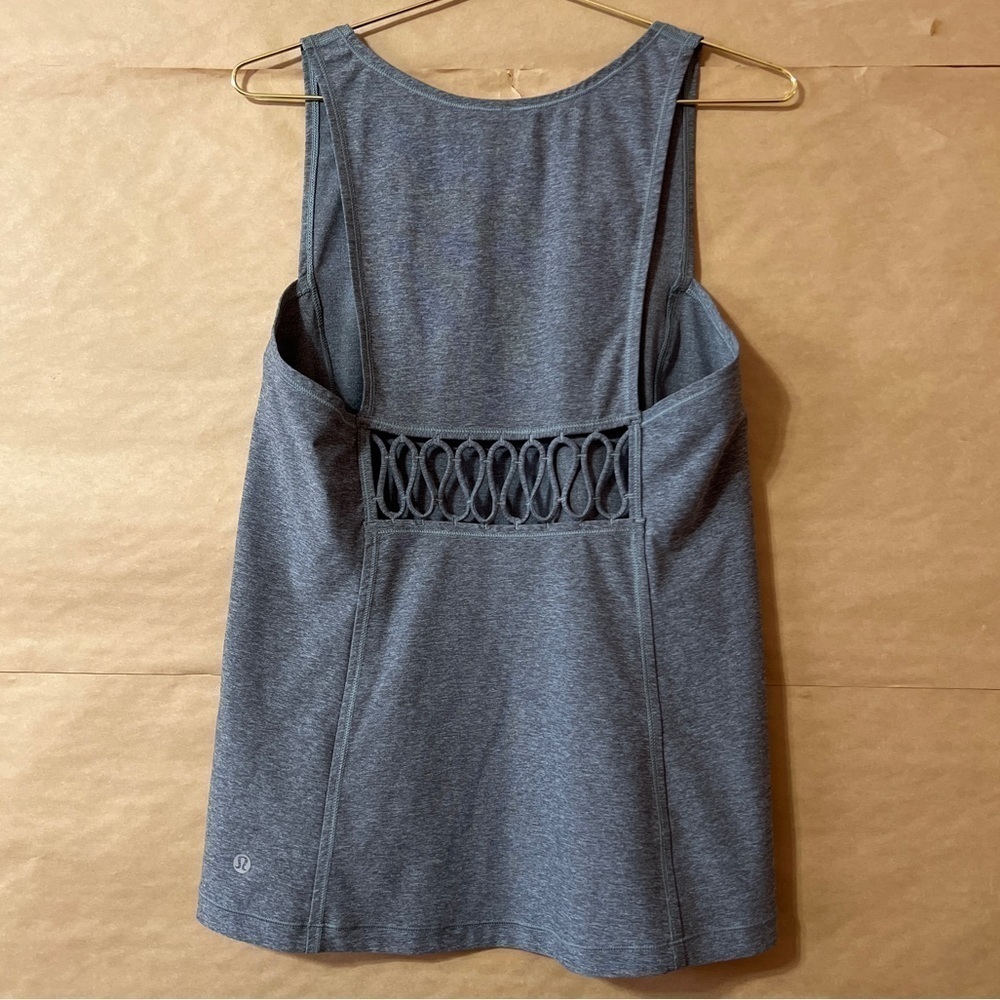 Lululemon | Sweaty Or Not Tank Heathered Slate Back Cutout Tank Top Size 6